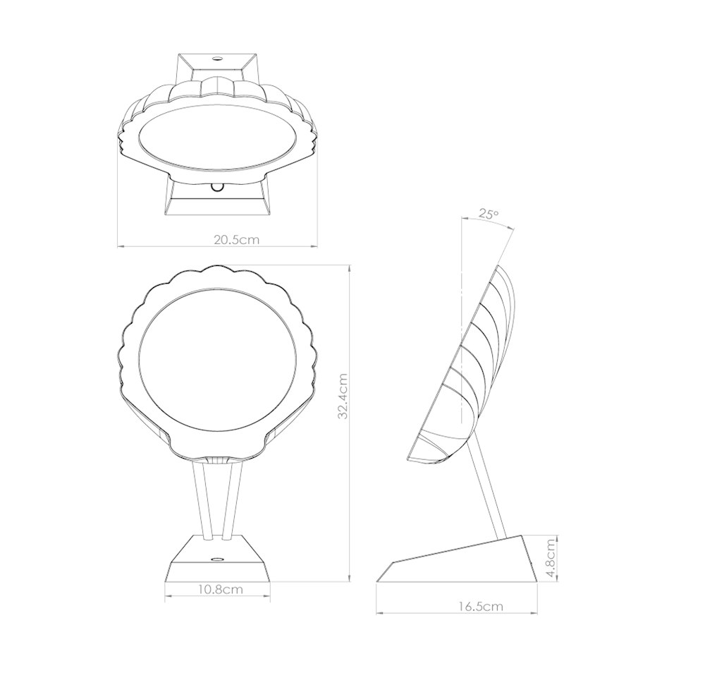 Manufacturer drawing of LumiBe lamp dimensions