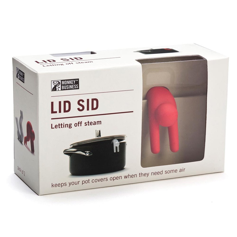 Lid Sid retail package containing the silicone pot lid lifters