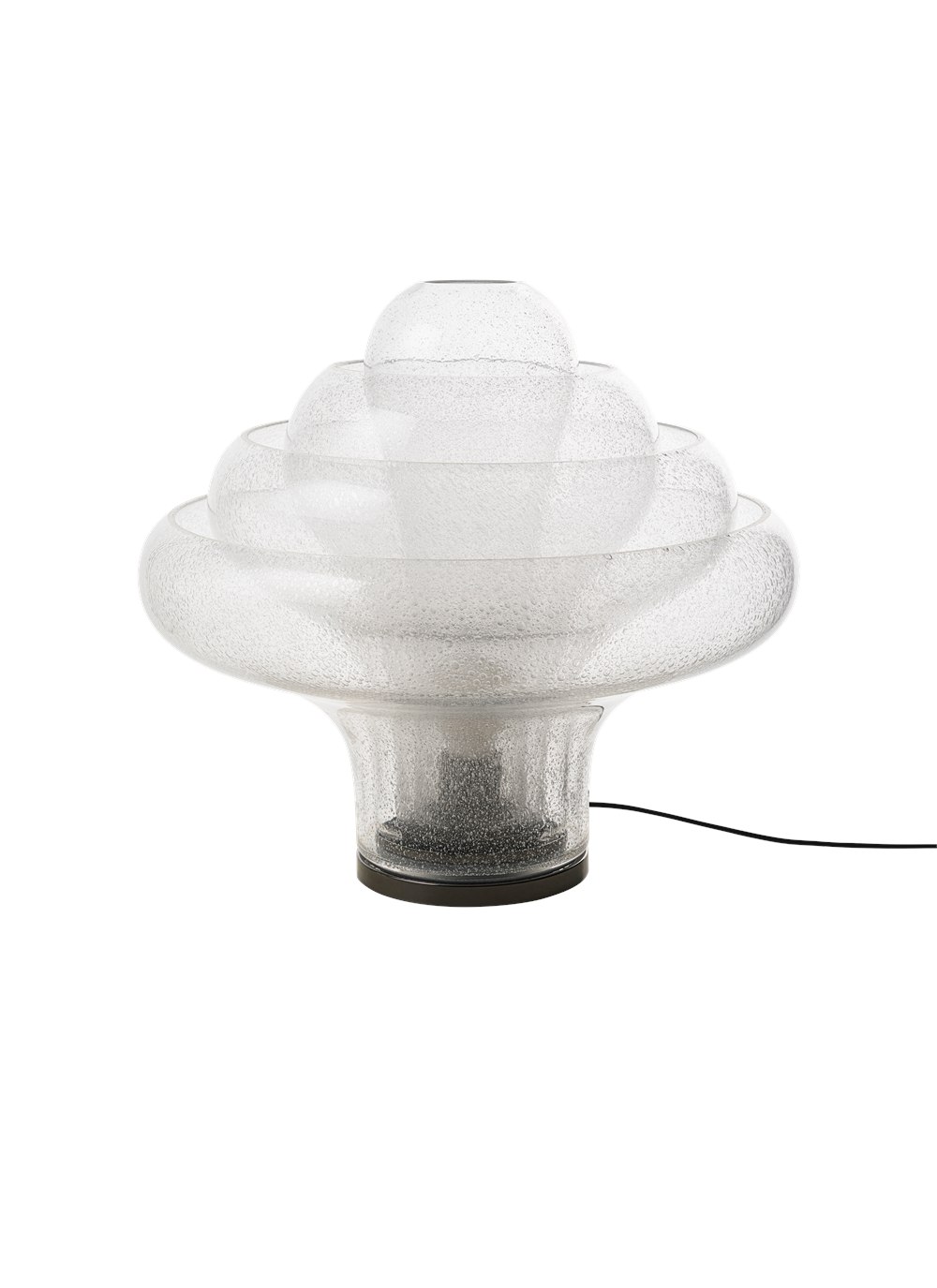 Unlit GUBI Lotus lamp showing four nested glass shades and its cord