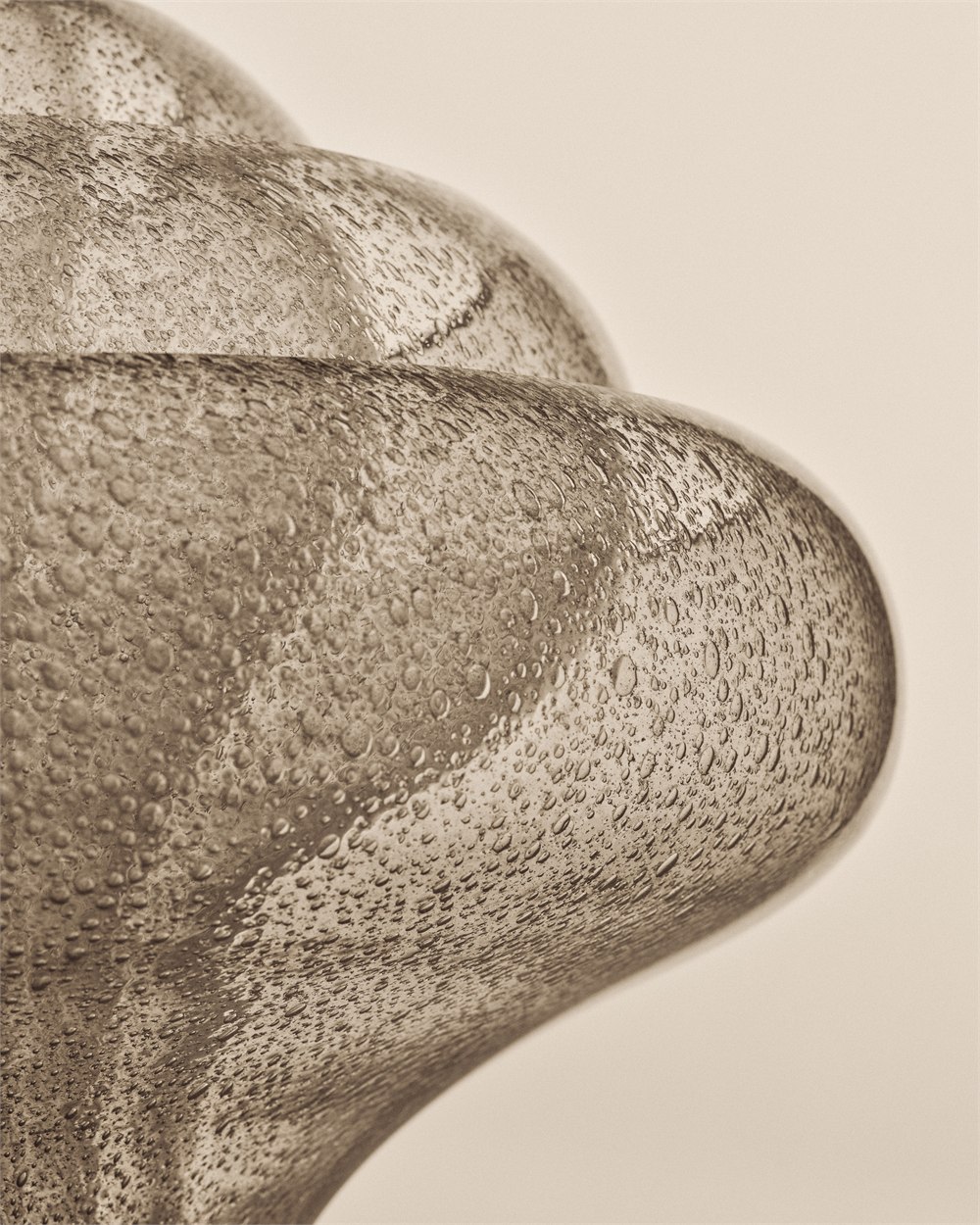 Close detail of bubbles and curved rims in the Lotus glass shades