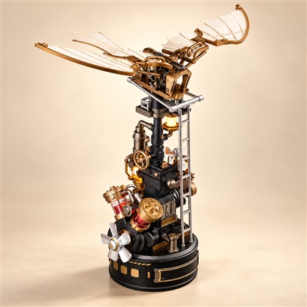 This Mechanical Ornithopter Model Kit Flaps Its Wings Above a Tiny Industrial Tower