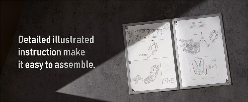 Illustrated instructions for assembling the mechanical scorpion