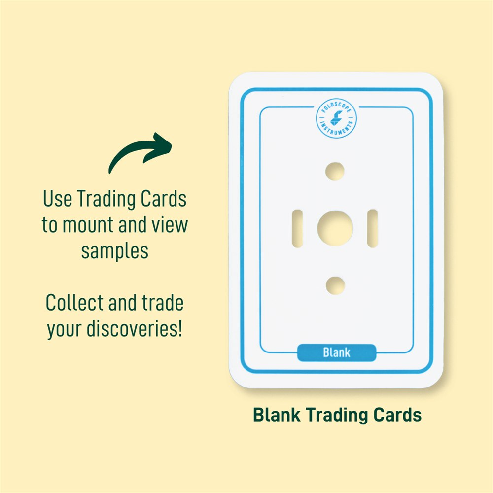 Blank Foldscope trading cards for mounting microscope samples