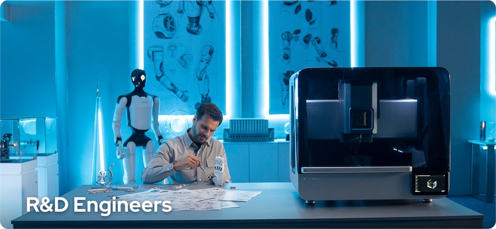 ToolDance X1 beside an engineering prototype workspace