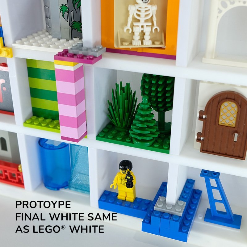 Prototype frame compartments with brick-built scenes