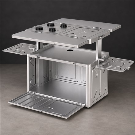 This Modular Camp Kitchen Unfolds From an Aluminum Storage Box