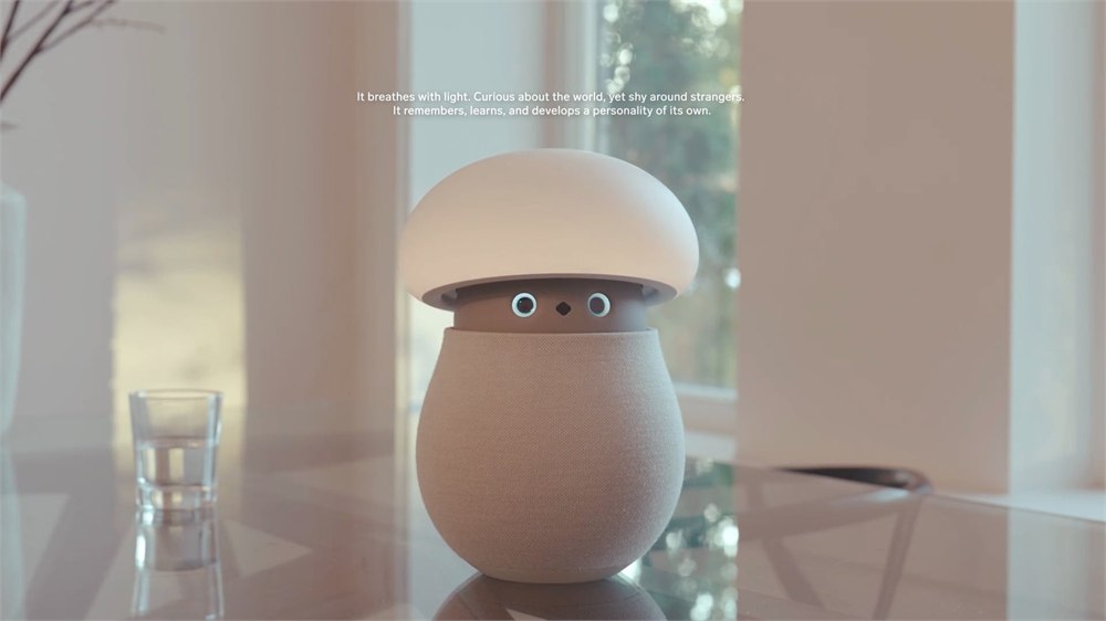 Mori with raised illuminated cap and expressive eyes