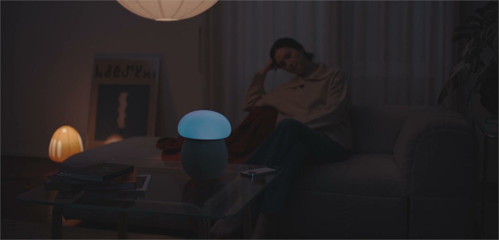 Mori blue ambient light in a living room