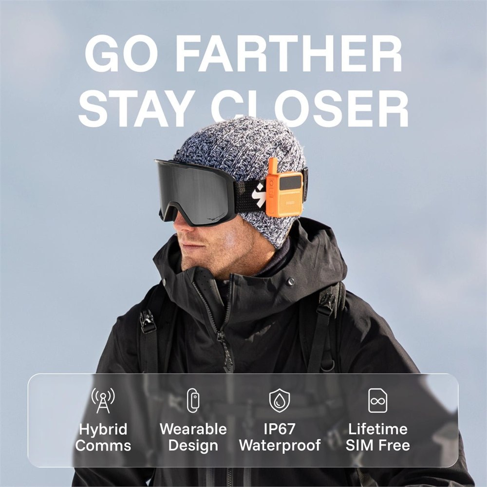 Poclink Motion Ultra mounted beside ski goggles