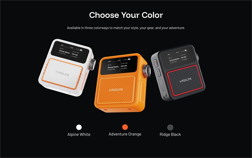 Poclink Motion Ultra in white, orange, and black colorways