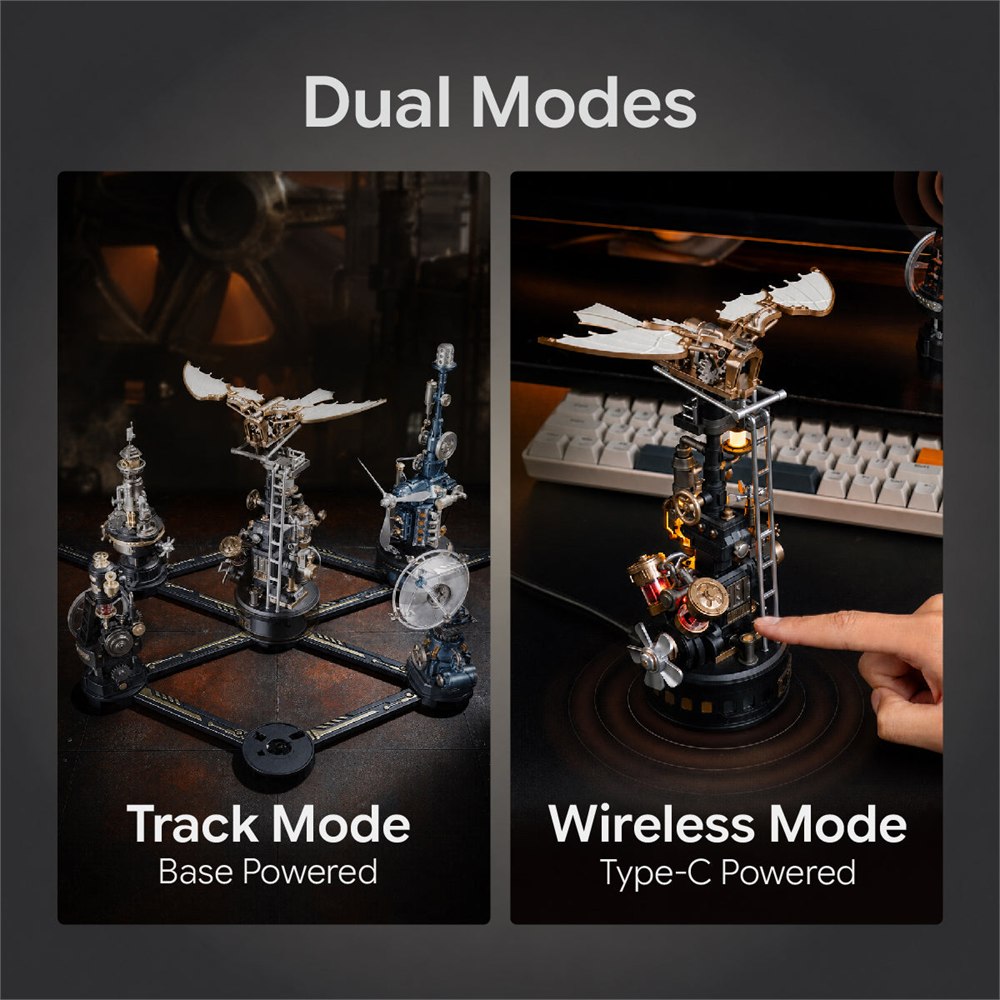 Manufacturer diagram showing track and wireless linking modes