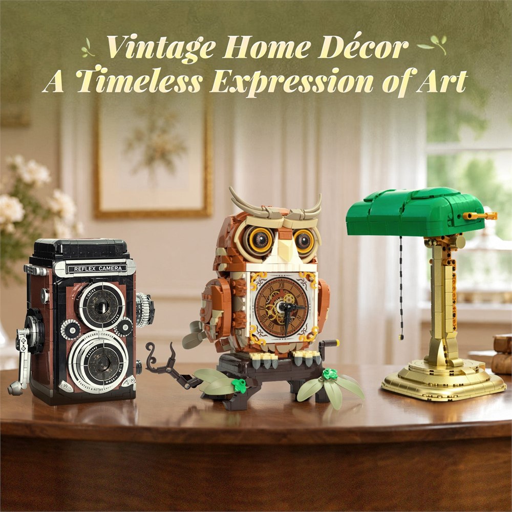 Owl displayed with separate camera and lamp models not included
