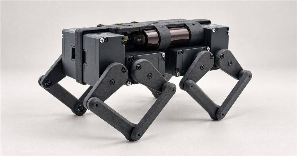 Editorial visualization of a compact four-legged robot