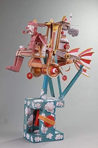 Side view of the Flying Dreamer paper construction and hand crank