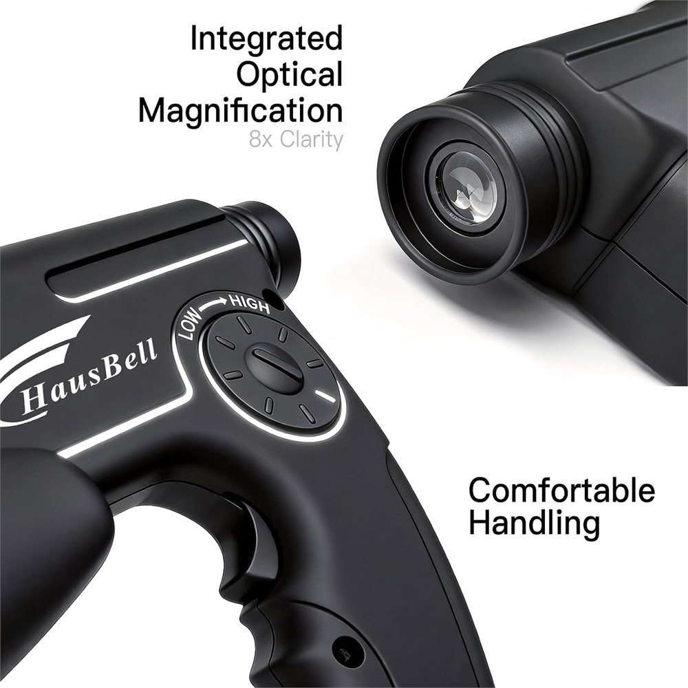 Close views of the integrated monocular and adjustable sound control