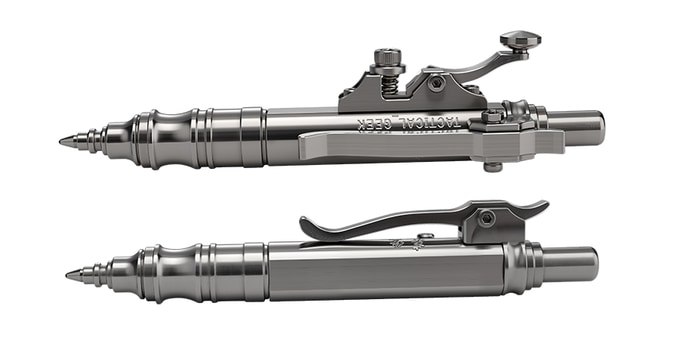Side profiles showing the telegraph lever and articulated pocket clip