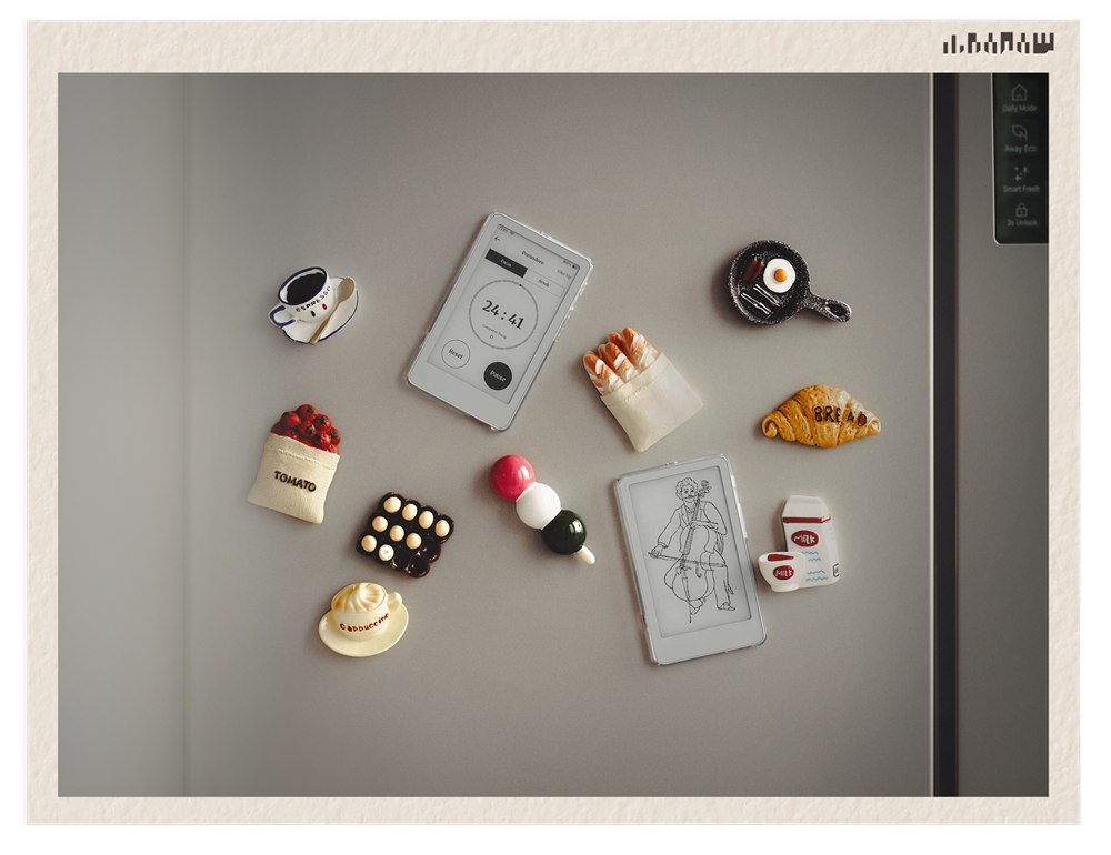 Picco displays used alongside magnets on a refrigerator