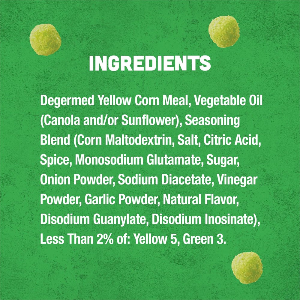 Ingredient information for the original dill pickle corn puffs