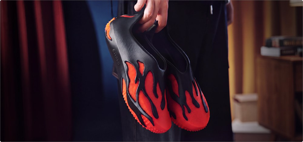 Creality sample flexible printed footwear with orange flame details