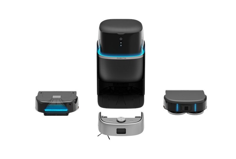 Robotin station, robot platform and interchangeable cleaning modules