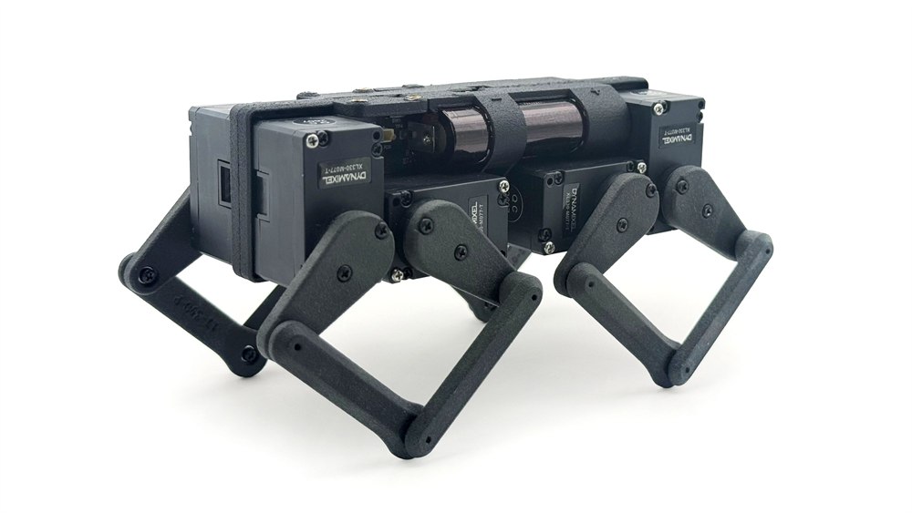 Q8botOne compact four-legged robot with parallel-linkage legs