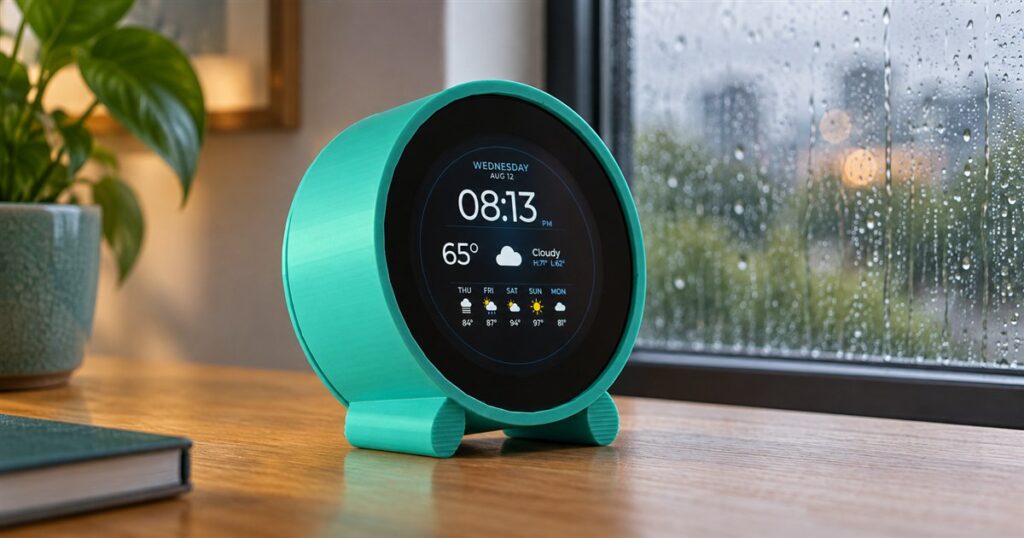 Teal Anoraker Classic round weather clock