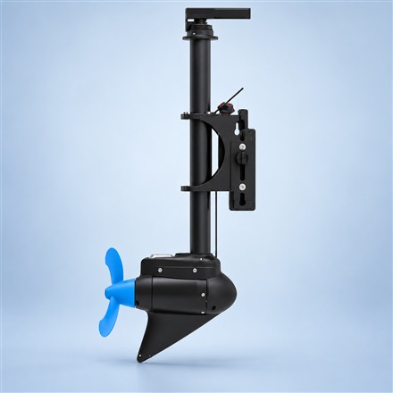 Electric sailboat drive with black shaft and blue propeller