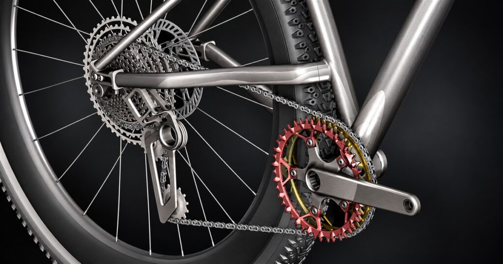 Orient paired chainrings and crankarm - generated product visualization