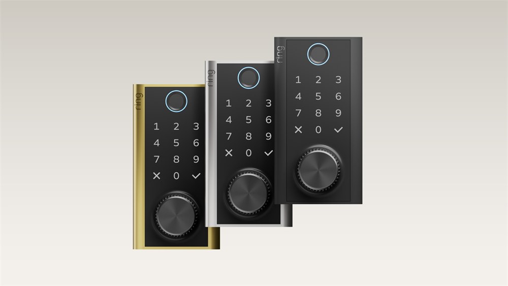 Smart lock shown in brass, silver and black finishes