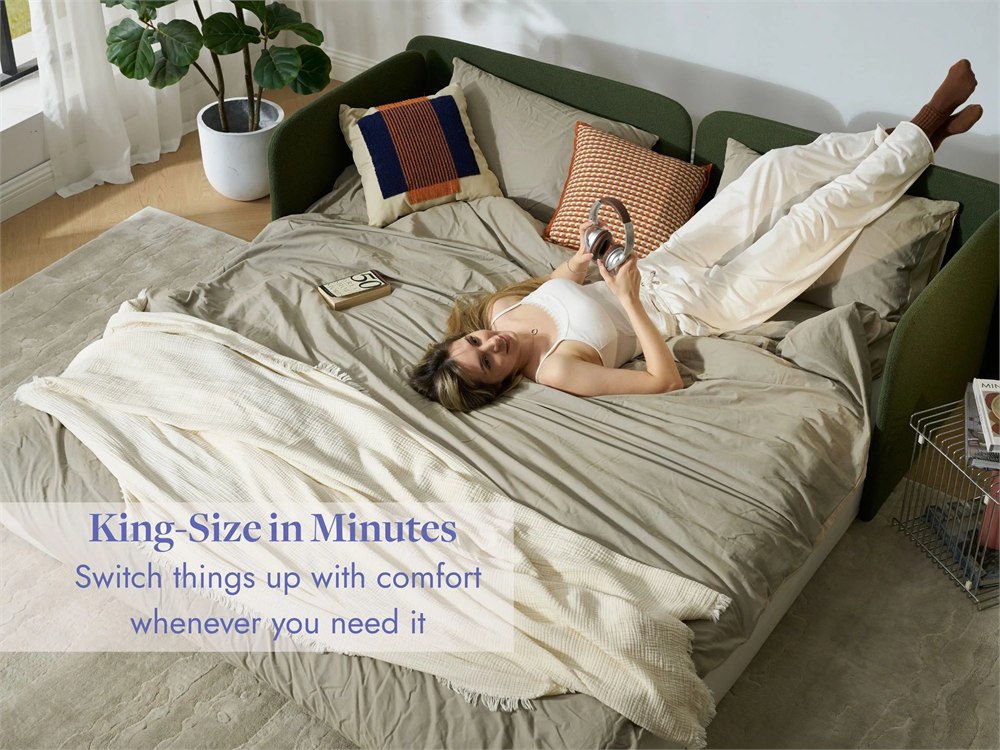 Switch Sofa Bed arranged for sleeping with bedding