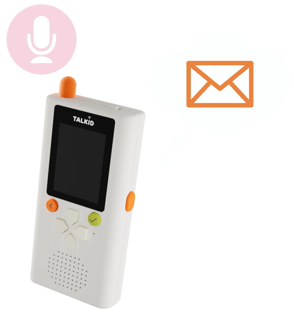 Talkid product rendering with voice and message symbols