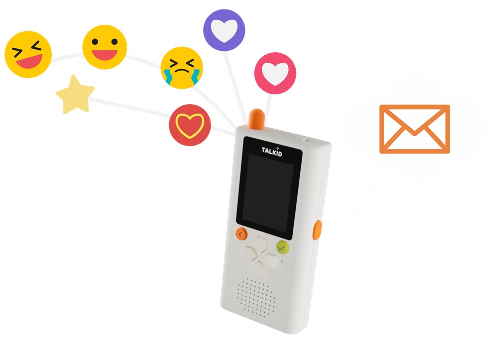 Talkid product illustration with emoji reactions