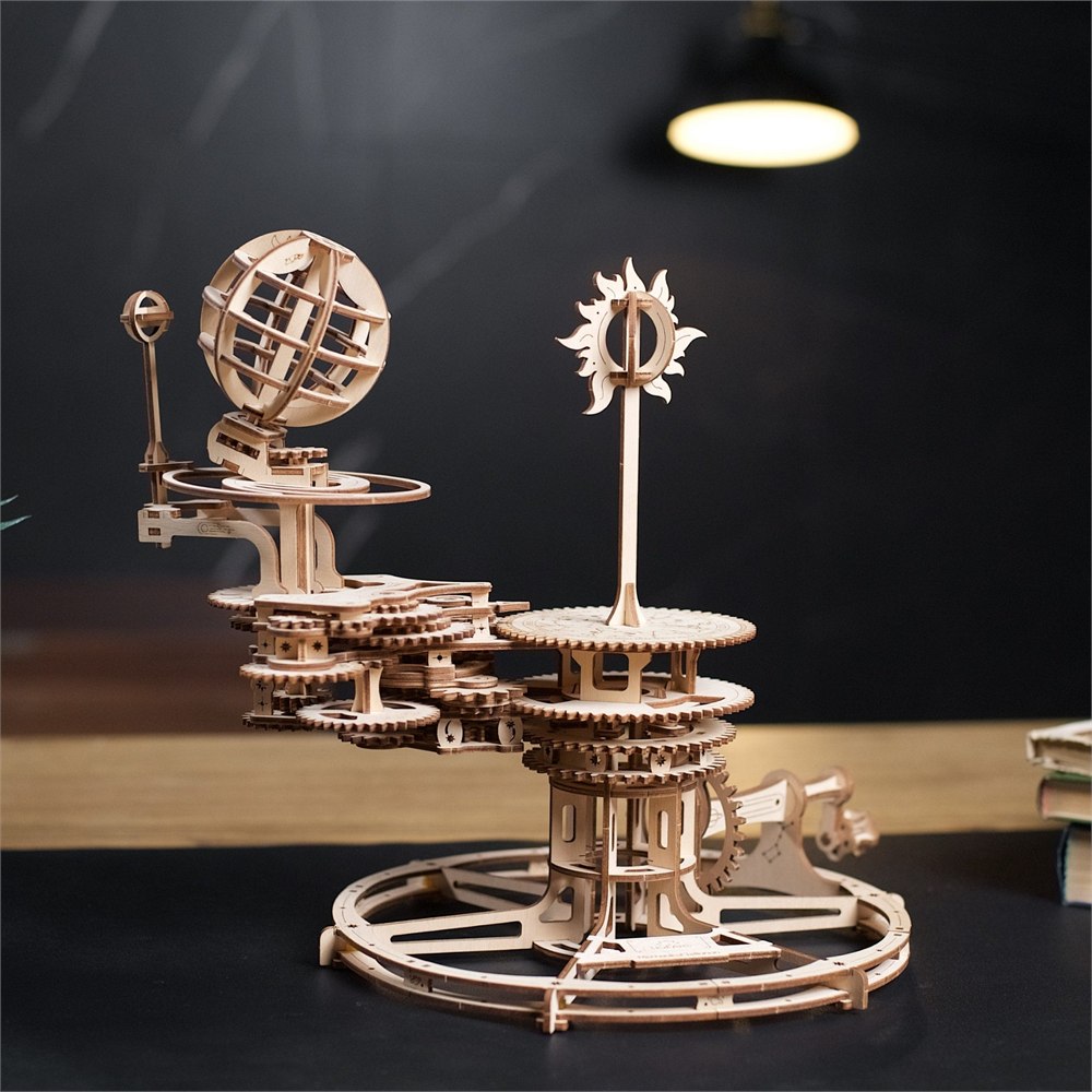 Assembled tellurion displayed on a desk