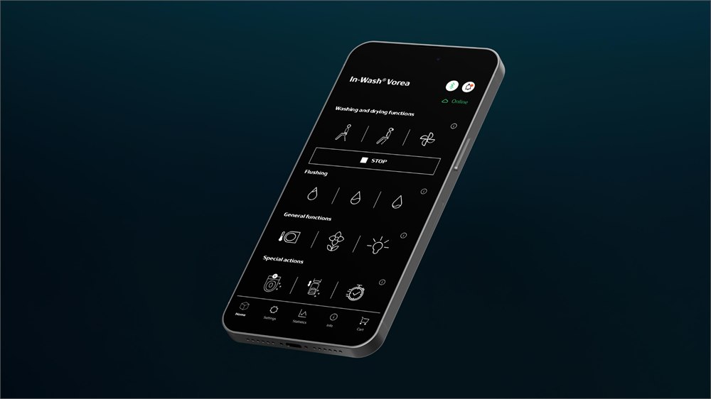 Roca Connect smartphone interface for Vorea washing and drying settings
