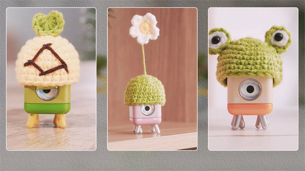 Hand-knit hats for the StepTimer desk character