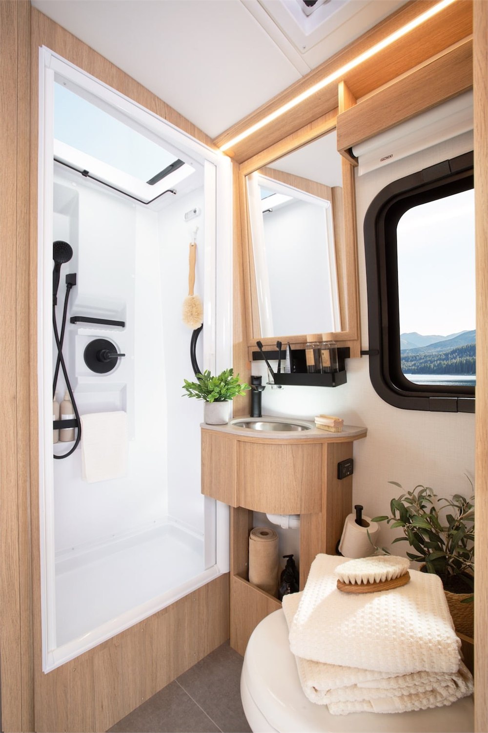 Wonder FX bathroom vanity and separate shower area