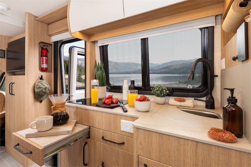 Wonder FX compact galley with sink, induction cooktop and storage drawers