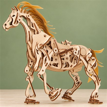 This Wind-Up Wooden Horse Walks on Four Legs After You Build It